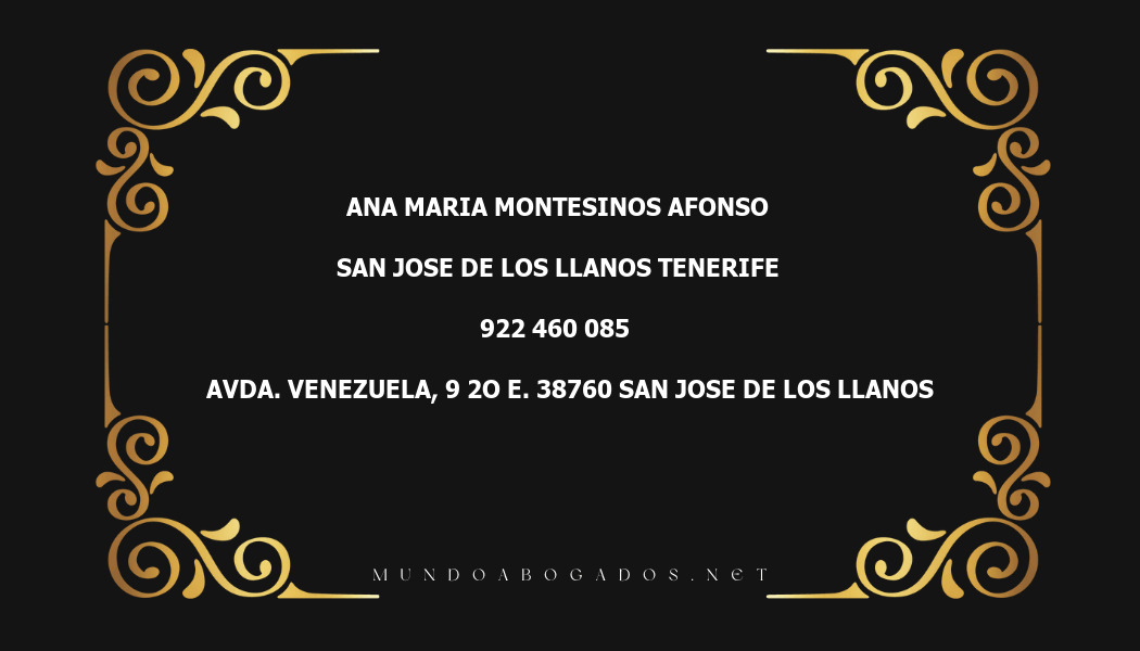 abogado Ana Maria Montesinos Afonso en la localidad de San Jose de Los Llanos