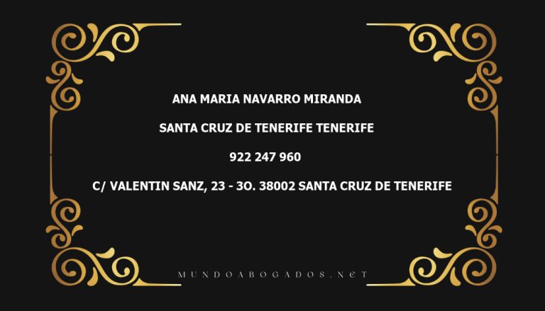 abogado Ana Maria Navarro Miranda en la localidad de Santa Cruz de Tenerife