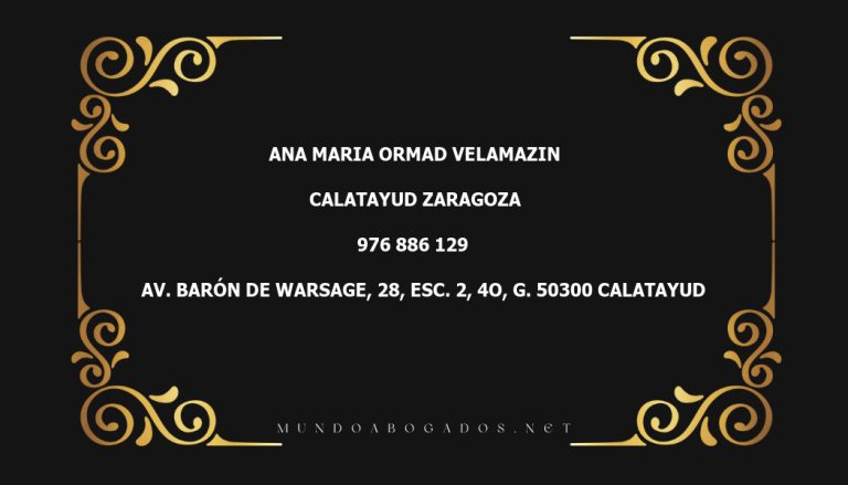 abogado Ana Maria Ormad Velamazin en la localidad de Calatayud