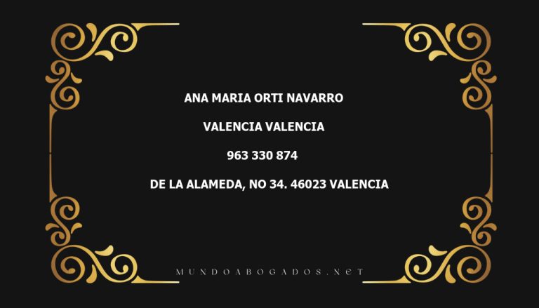 abogado Ana Maria Orti Navarro en la localidad de Valencia