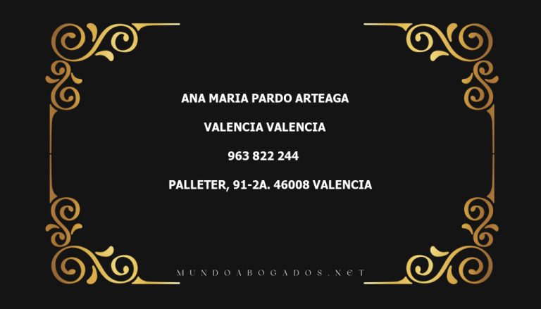 abogado Ana Maria Pardo Arteaga en la localidad de Valencia