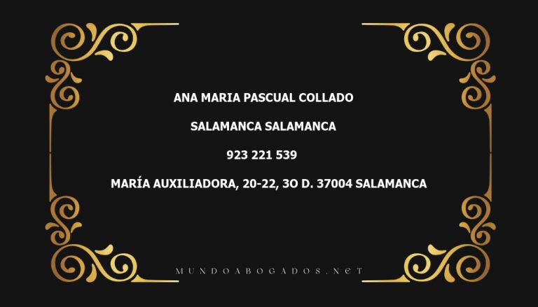 abogado Ana Maria Pascual Collado en la localidad de Salamanca