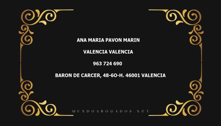 abogado Ana Maria Pavon Marin en la localidad de Valencia