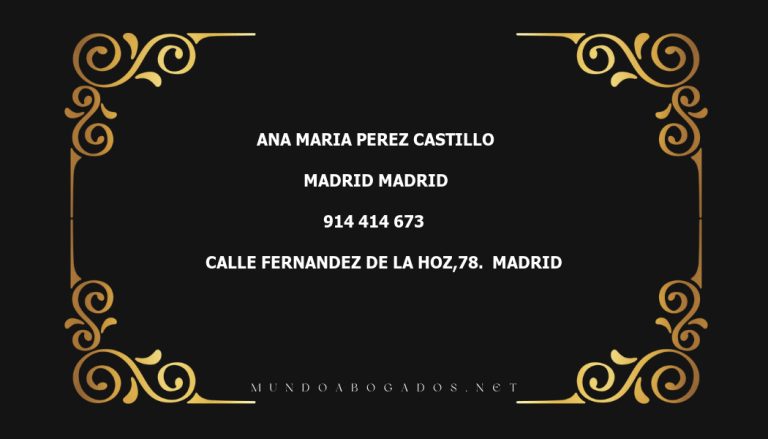 abogado Ana Maria Perez Castillo en la localidad de Madrid