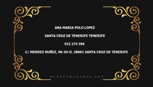 abogado Ana Maria Polo Lopez en la localidad de Santa Cruz de Tenerife