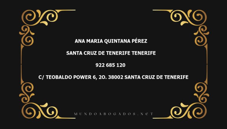 abogado Ana Maria Quintana Pérez en la localidad de Santa Cruz de Tenerife