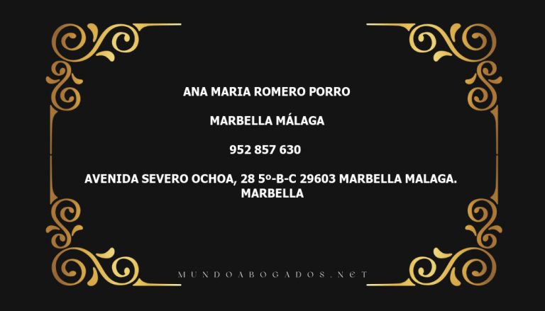 abogado Ana Maria Romero Porro en la localidad de Marbella