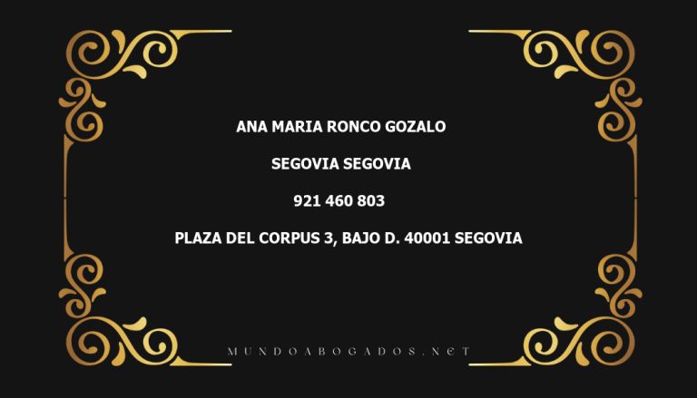 abogado Ana Maria Ronco Gozalo en la localidad de Segovia