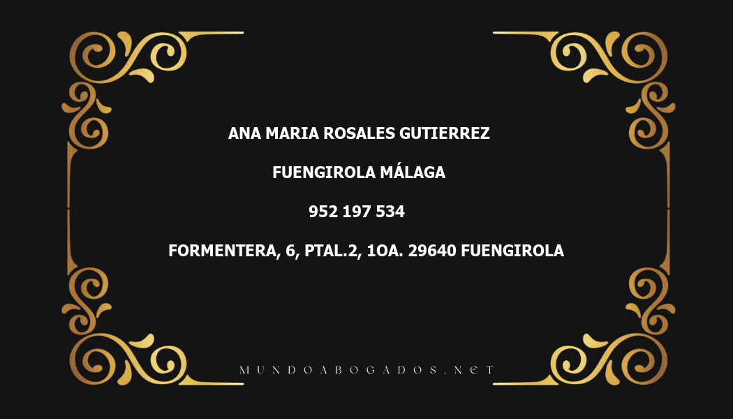 abogado Ana Maria Rosales Gutierrez en la localidad de Fuengirola