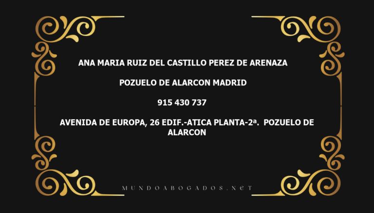 abogado Ana Maria Ruiz Del Castillo Perez De Arenaza en la localidad de Pozuelo de Alarcon