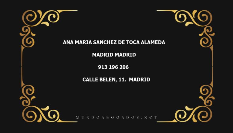 abogado Ana Maria Sanchez De Toca Alameda en la localidad de Madrid