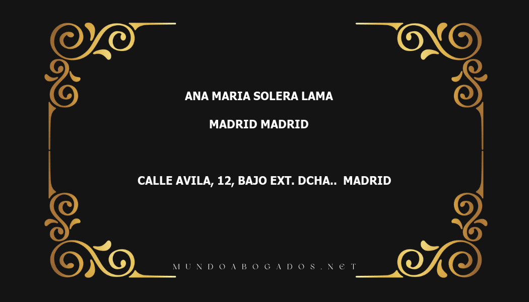 abogado Ana Maria Solera Lama en la localidad de Madrid