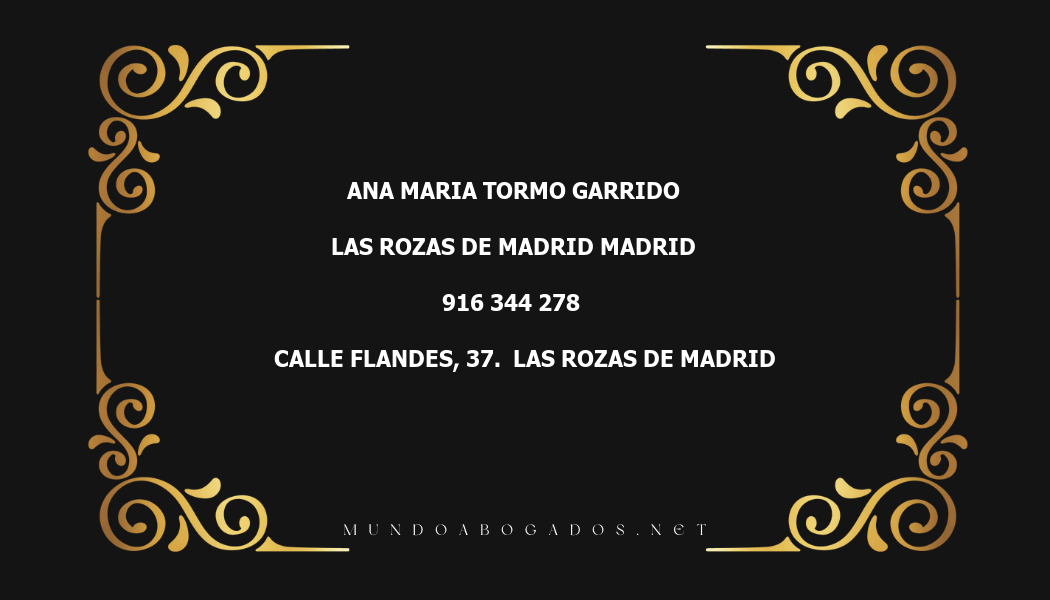 abogado Ana Maria Tormo Garrido en la localidad de Las Rozas de Madrid