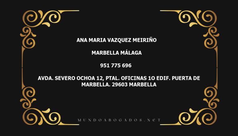 abogado Ana Maria Vazquez Meiriño en la localidad de Marbella