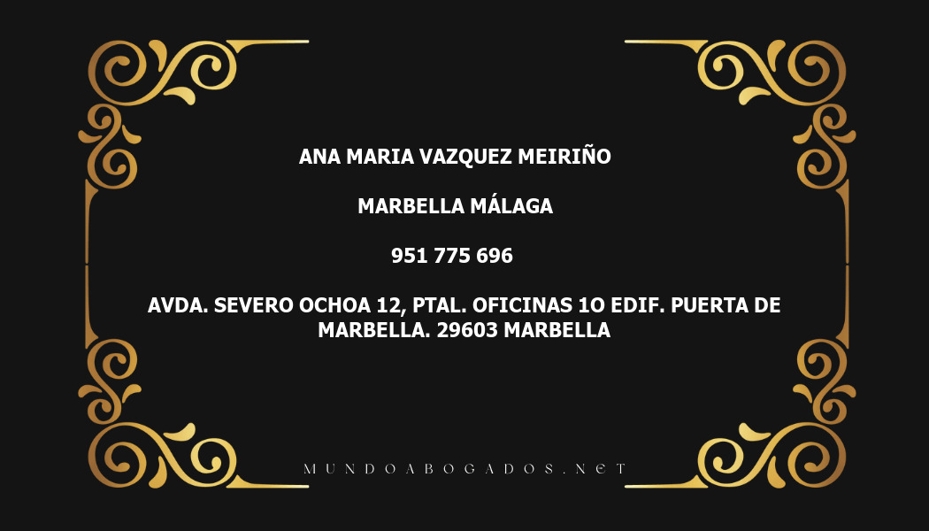 abogado Ana Maria Vazquez Meiriño en la localidad de Marbella