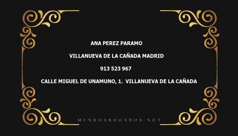 abogado Ana Perez Paramo en la localidad de Villanueva de la Cañada