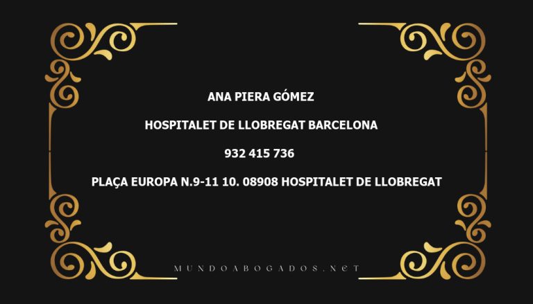 abogado Ana Piera Gómez en la localidad de Hospitalet de Llobregat