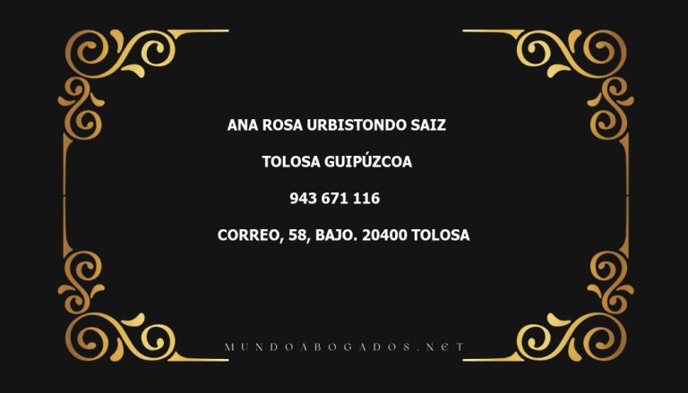 abogado Ana Rosa Urbistondo Saiz en la localidad de Tolosa