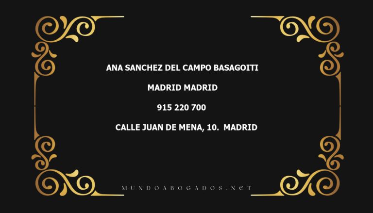 abogado Ana Sanchez Del Campo Basagoiti en la localidad de Madrid