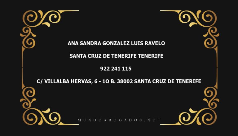 abogado Ana Sandra Gonzalez Luis Ravelo en la localidad de Santa Cruz de Tenerife