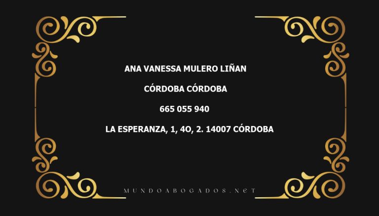 abogado Ana Vanessa Mulero Liñan en la localidad de Córdoba