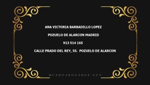 abogado Ana Victoria Barbadillo Lopez en la localidad de Pozuelo de Alarcon