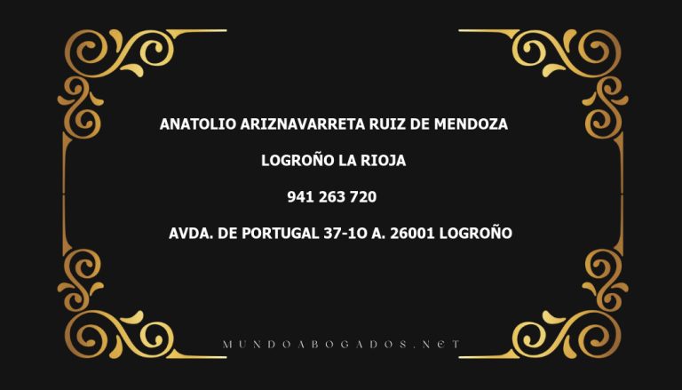 abogado Anatolio Ariznavarreta Ruiz De Mendoza en la localidad de Logroño