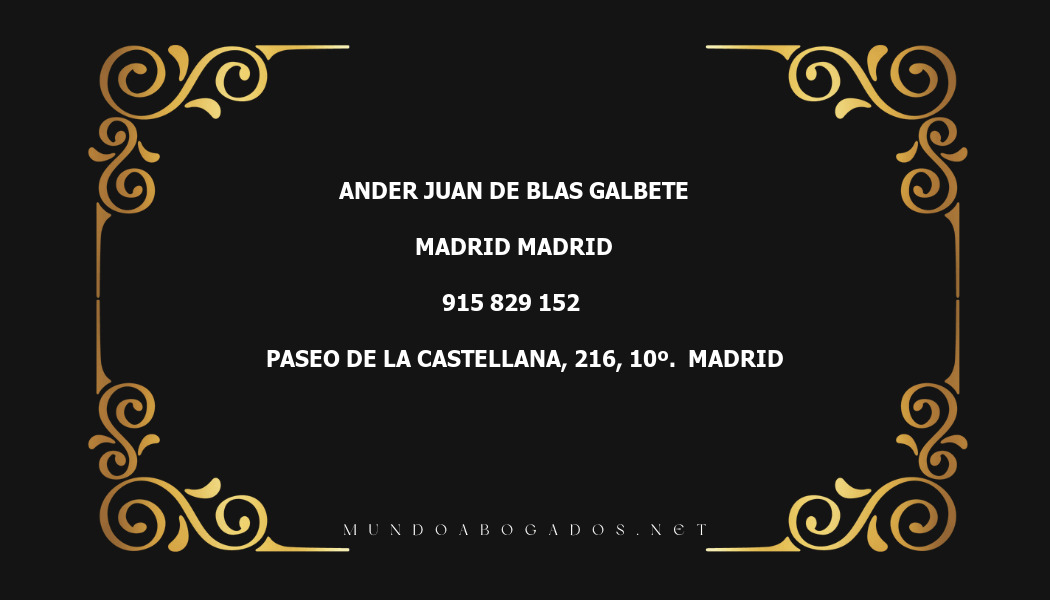 abogado Ander Juan De Blas Galbete en la localidad de Madrid