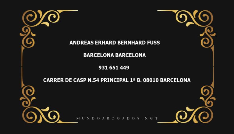 abogado Andreas Erhard Bernhard Fuss en la localidad de Barcelona