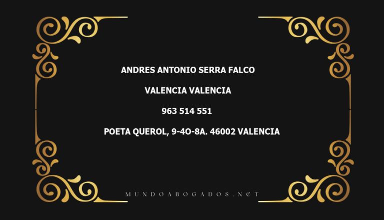 abogado Andres Antonio Serra Falco en la localidad de Valencia