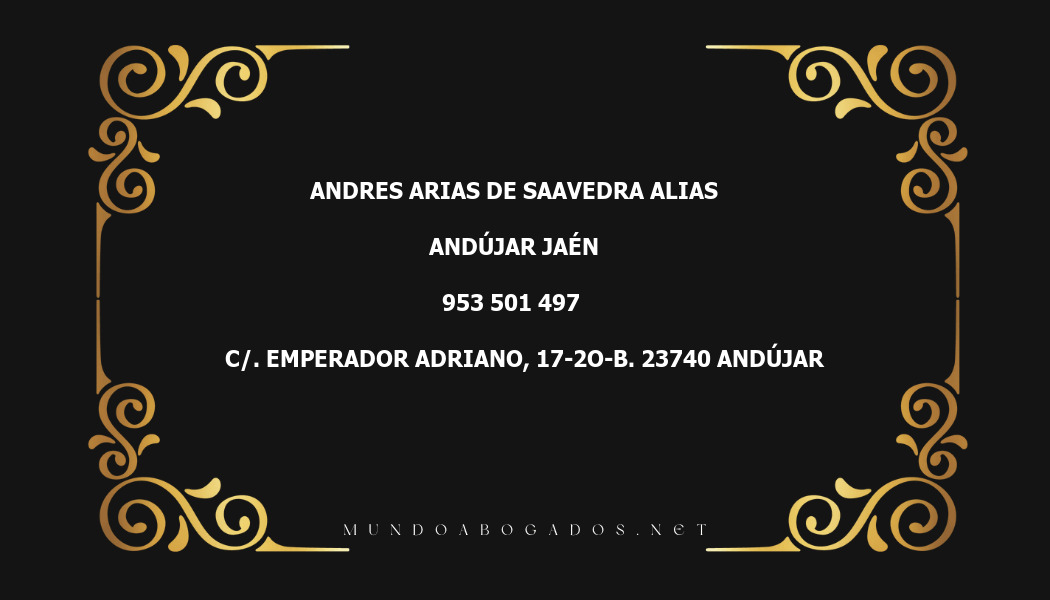 abogado Andres Arias De Saavedra Alias en la localidad de Andújar