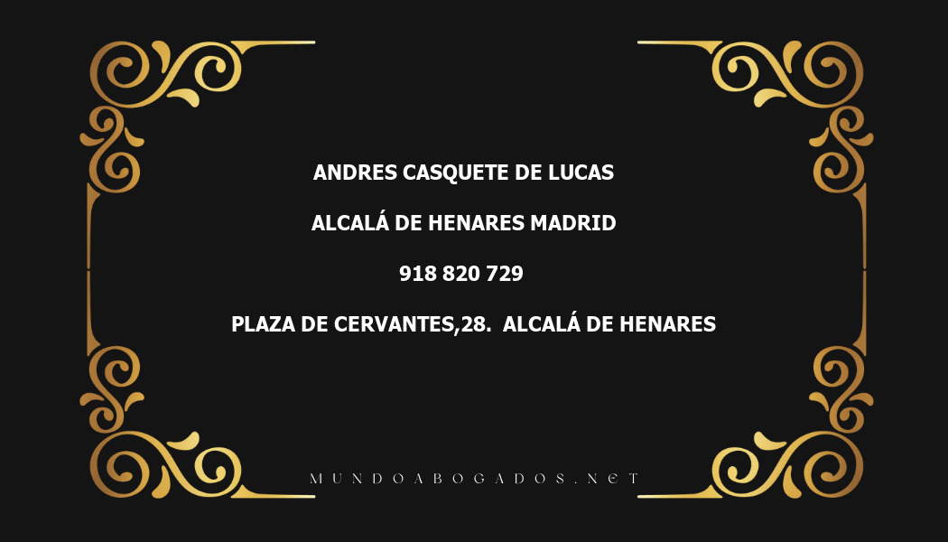 abogado Andres Casquete De Lucas en la localidad de Alcalá de Henares