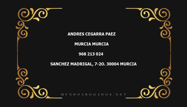 abogado Andres Cegarra Paez en la localidad de Murcia