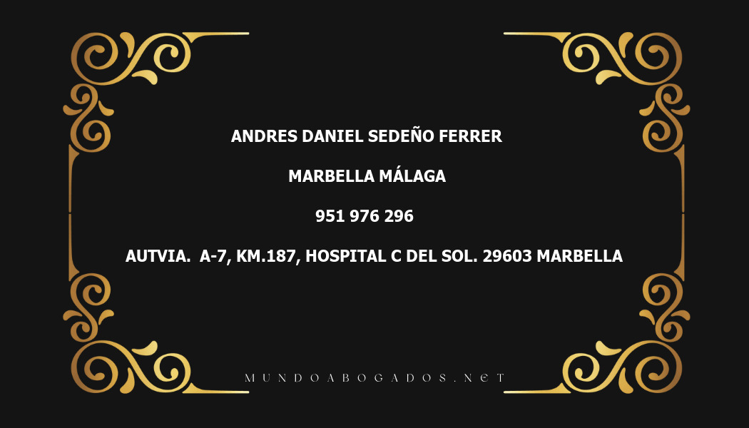 abogado Andres Daniel Sedeño Ferrer en la localidad de Marbella