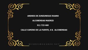 abogado Andres De Zunzunegui Ruano en la localidad de Alcobendas