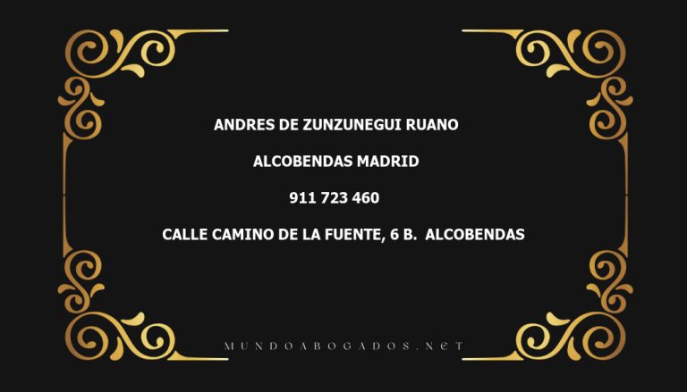 abogado Andres De Zunzunegui Ruano en la localidad de Alcobendas