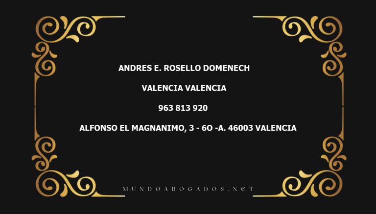 abogado Andres E. Rosello Domenech en la localidad de Valencia