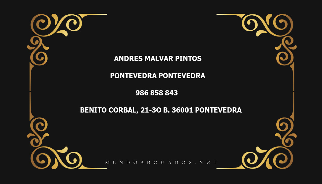 abogado Andres Malvar Pintos en la localidad de Pontevedra