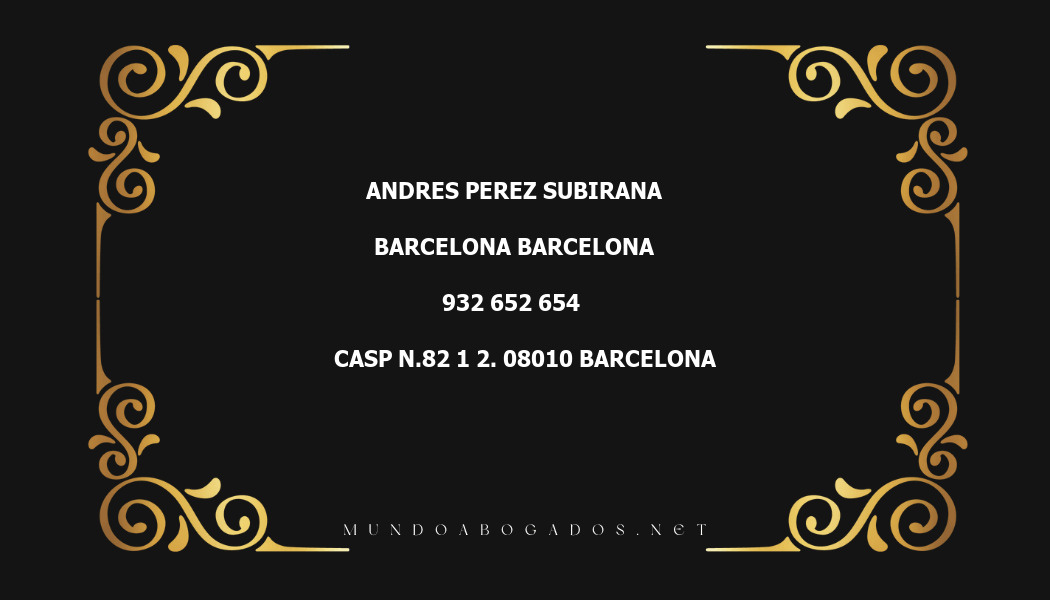 abogado Andres Perez Subirana en la localidad de Barcelona