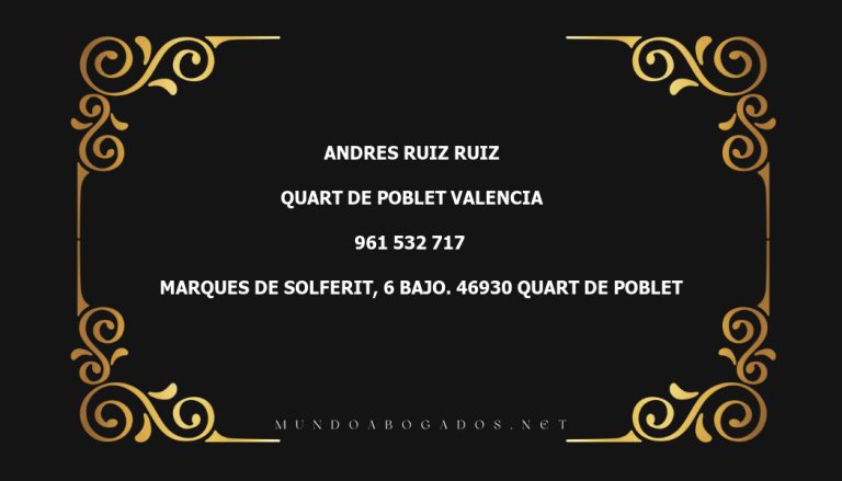 abogado Andres Ruiz Ruiz en la localidad de Quart de Poblet