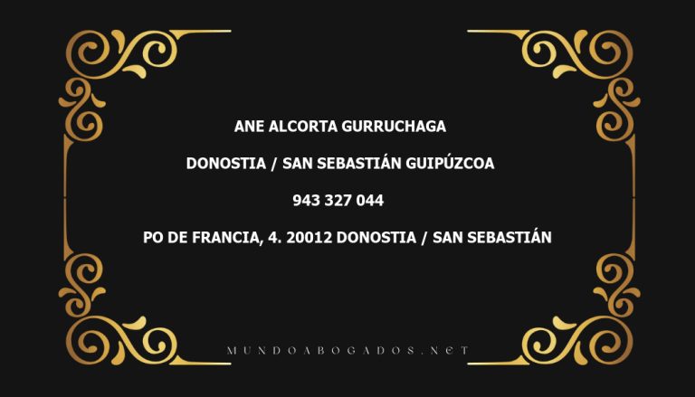 abogado Ane Alcorta Gurruchaga en la localidad de Donostia / San Sebastián