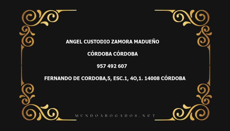 abogado Angel Custodio Zamora Madueño en la localidad de Córdoba