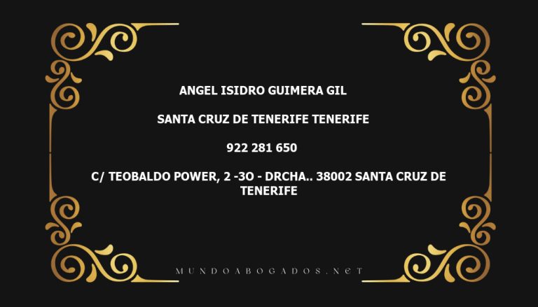 abogado Angel Isidro Guimera Gil en la localidad de Santa Cruz de Tenerife