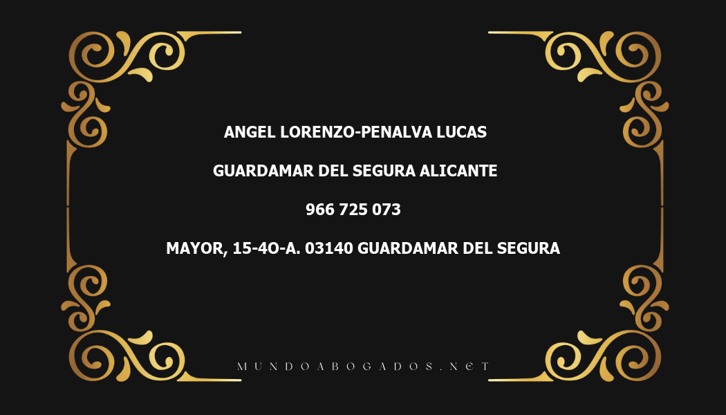 abogado Angel Lorenzo-Penalva Lucas en la localidad de Guardamar del Segura