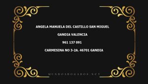 abogado Angela Manuela Del Castillo San Miguel en la localidad de Gandia