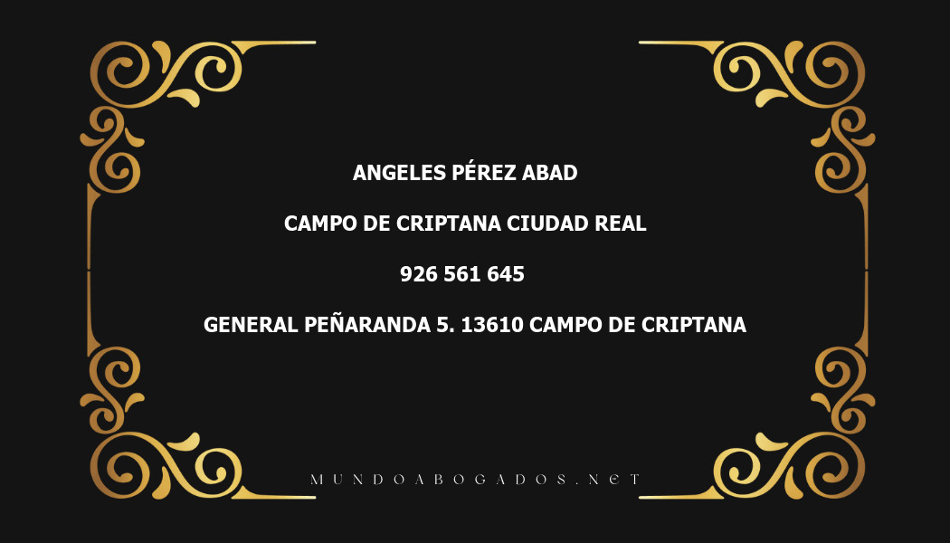 abogado Angeles Pérez Abad en la localidad de Campo de Criptana