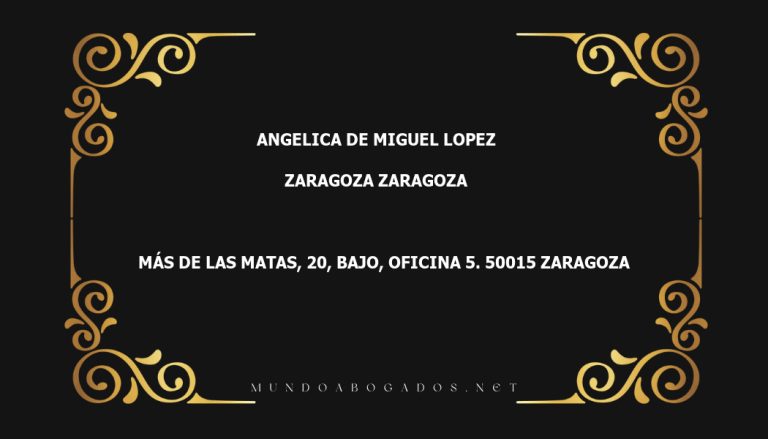 abogado Angelica De Miguel Lopez en la localidad de Zaragoza