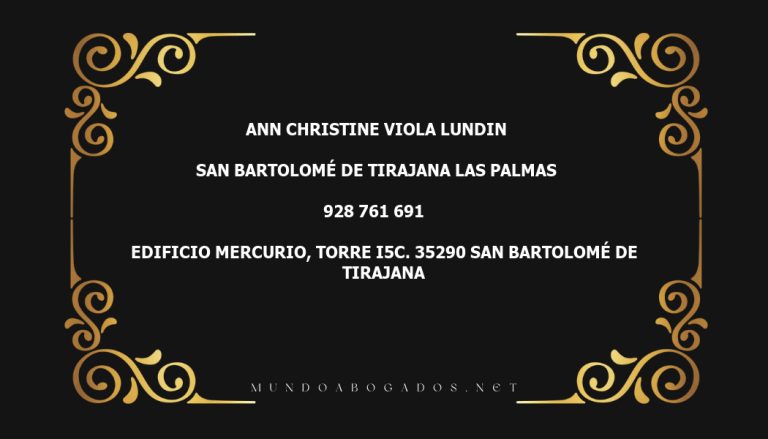 abogado Ann Christine Viola Lundin en la localidad de San Bartolomé de Tirajana