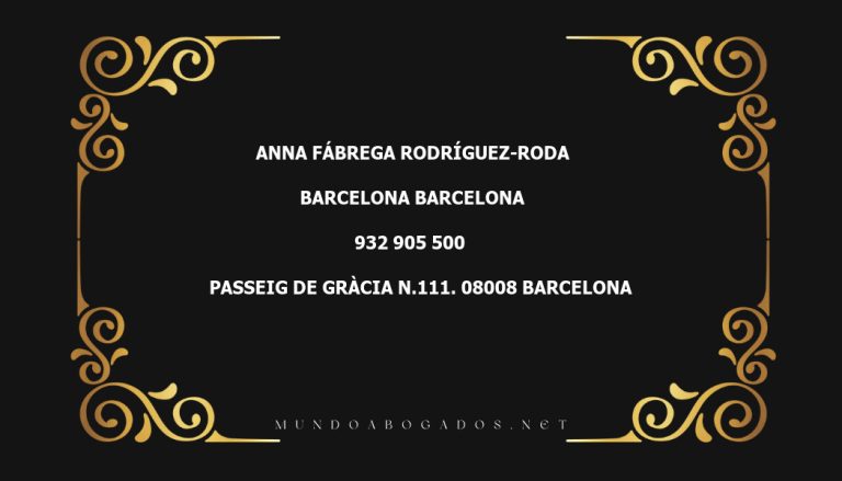 abogado Anna Fábrega Rodríguez-Roda en la localidad de Barcelona