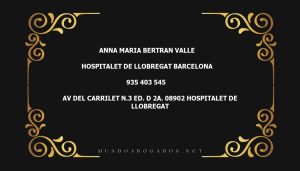 abogado Anna Maria Bertran Valle en la localidad de Hospitalet de Llobregat